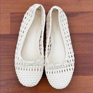 Zara Cream Woven Kids Flats